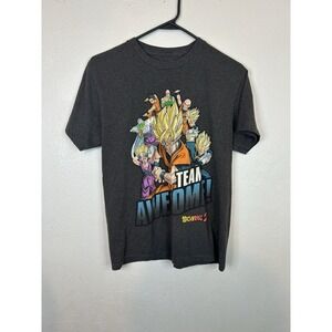 Dragon Ball Z Shirt Boys Medium M 10/12 Team Awesome Goku Vegeta Gohan Gray Tee